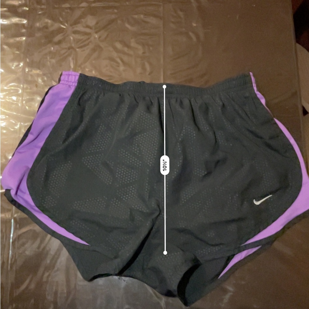 Nike Women's Black and Purple Dri-Fit Running Shorts